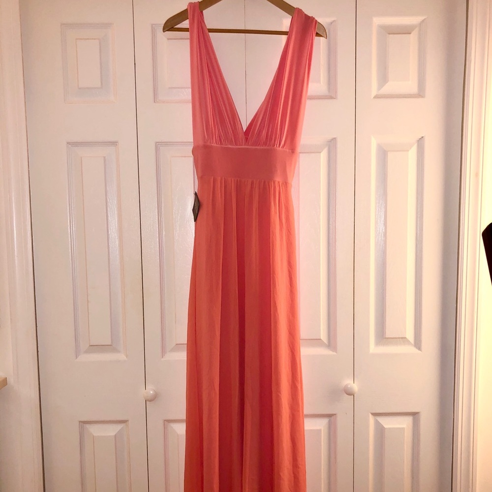 White House Black Market Coral Pink Maxi Dress
